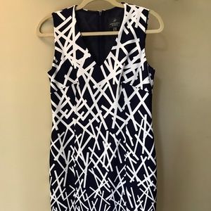 Adrianna Papell Sheath Dress - Blue/Wht,10P (EUC)